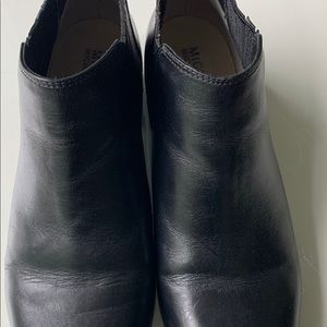 Black leather booties